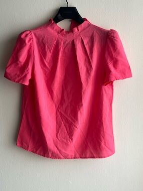 Shein Hot Pink Pleated Short-Sleeve Blouse size 4 Small Medium